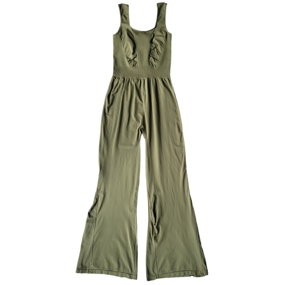 Free People Pants - NEW Free People Movement x The Class Good Karma Flare Leg Onsie, XLarge, Olive